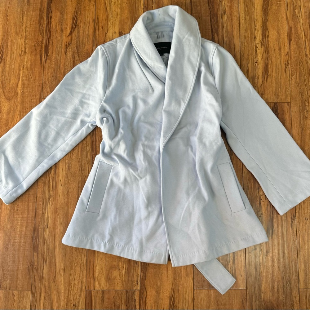 NWT Banana Republic Light Blue Pea Coat Pockets Tie